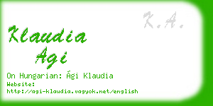 klaudia agi business card